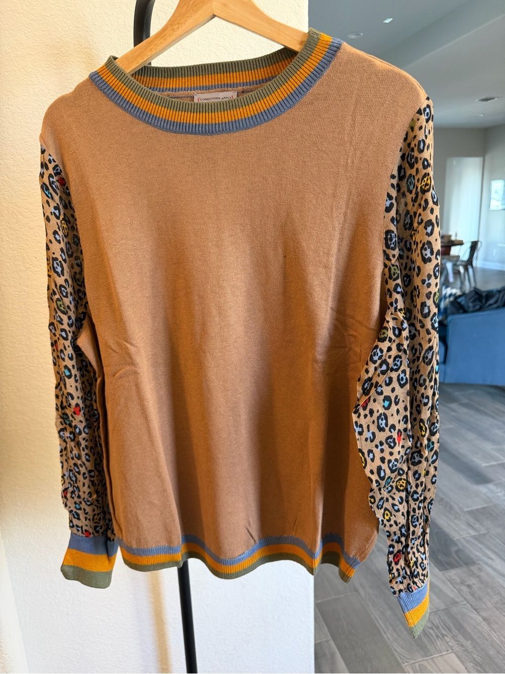 NEW Anthropologie Conditions Apply Leopard Print Cashmere Blend Sweater S/M